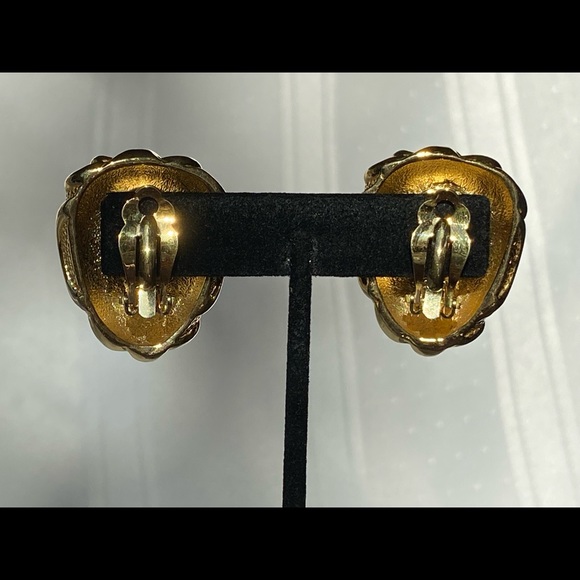 Barrera For Avon Designer Gold Tone Chunky Clip-on Earrings Vintage - Picture 15 of 16
